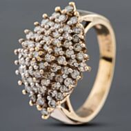 Pre-Owned 9ct Yellow Gold Brilliant Cut Diamond Multi Row Cluster Ring 41481443