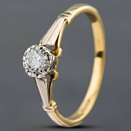 Pre-Owned 14ct Two Colour Gold Brilliant Cut Diamond Solitaire Ring 41481448