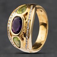 Pre-Owned 18ct Yellow Gold Multi Stone & Brilliant Cut Diamond Band Ring 41481449