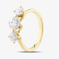 Pre-Owned 18ct Yellow Gold Certificated 1.71ct Brilliant Cut Diamond Three Stone Ring 41481473