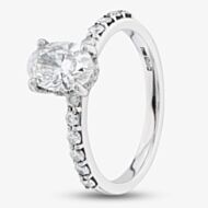 Pre-Owned Platinum Certificated 0.90ct Oval Cut Diamond Certificated Shoulder Set Solitaire Ring 41481486