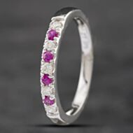 Pre-Owned 9ct White Gold Ruby & Diamond Half Eternity Ring 41481489
