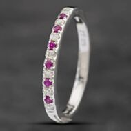 Pre-Owned 9ct White Gold 0.14ct Ruby & 0.15ct Diamond Half Eternity Ring 41481490