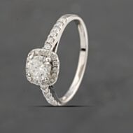 Pre-Owned 18ct White Gold 0.50ct Brilliant Cut Diamond Cushion Shape Halo Cluster Ring 41481518