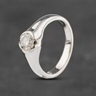 Pre-Owned 18ct White Gold Brilliant Cut Diamond Rubover Set Solitaire Ring 41481526
