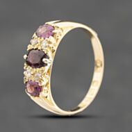 Pre-Owned Antique 18ct Yellow Gold Amethyst & Diamond Dress Ring 41481592