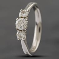 Pre-Owned Platinum Diamond & 0.60ct Brilliant Cut Trilogy Three Stone Ring 41481599