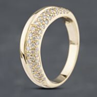 Pre-Owned 18ct Yellow Gold Diamond Wave Three Row Ring 41481619
