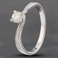 Pre-Owned 18ct White Gold 0.33ct Brilliant Cut Diamond Twist Shoulder Set Solitaire Ring 41481642