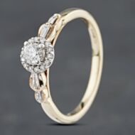Pre-Owned 9ct Yellow Gold 0.33ct Brilliant Cut Diamond Halo Cluster Ring 41481645