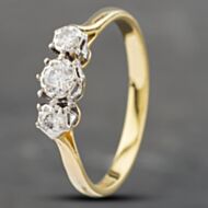 Pre-Owned Vintage Yellow Gold 0.30ct Brilliant Cut Diamond Three Stone Ring 41481650