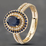 Pre-Owned 9ct Yellow Gold Brilliant Cut Sapphire Cluster Ring 41481655