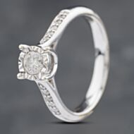 Pre-Owned 9ct White Gold 0.34ct Brilliant Cut Diamond Shoulder Set Solitaire Ring 41481709