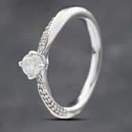 Pre-Owned 9ct White Gold 0.20ct Brilliant Cut Diamond Shoulder Set Solitaire Ring 41481712