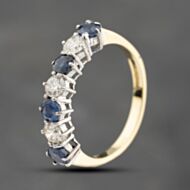 Pre-Owned 18ct Yellow Gold Sapphire & Brilliant Cut Diamond Half Eternity Ring 41481775