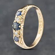 Pre-Owned 18ct Yellow Gold Sapphire & Brilliant Cut Diamond Five Stone Ring 41481776