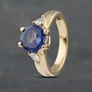 Pre-Owned 14ct White Gold Tanzanite & 0.25ct Pear Cut Diamond Three Stone Ring 41481782