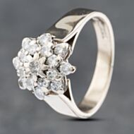 Pre-Owned 18ct White Gold Brilliant Cut Diamond Flower Cluster Ring 41481785