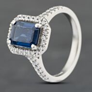 Pre-Owned Platinum Sapphire & 0.42ct Brilliant Cut Diamond Halo Cluster Ring 41481806
