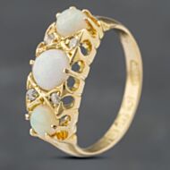 Pre-Owned Vintage 18ct Yellow Gold Opal & Diamond Seven Stone Ring 41481823