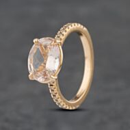 Pre-Owned 18ct Rose Gold Morganite & Brilliant Cut Diamond Oval Shoulder Set Solitaire Ring 41481826