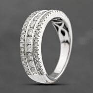 Pre-Owned 18ct White Gold 1.00ct Brilliant Cut Diamond Triple Row Half Eternity Ring 41481844