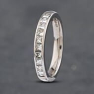 Pre-Owned 18ct White Gold 0.50ct Princess Cut Diamond Channel Set Half Eternity Ring 41481846