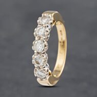 Pre-Owned 18ct Yellow Gold 1.00ct Brilliant Cut Diamond Five Stone 8 Claw Half Eternity Ring 41481850
