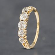 Pre-Owned Vintage Yellow Gold 0.78ct Brilliant Cut Diamond Five Stone Half Eternity Ring 41481854