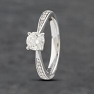 Pre-Owned 9ct White Gold 0.50ct Brilliant Cut Diamond Four Claw Shoulder Set Solitaire Ring 41481867