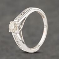 Pre-Owned 18ct White Gold 0.60ct Brilliant Cut Diamond Shoulder Set Solitaire Ring 41481875