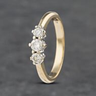 Pre-Owned 9ct Yellow Gold 0.50ct Brilliant Cut Diamond Three Stone Ring 41481886