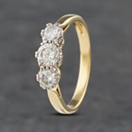 Pre-Owned 18ct Yellow Gold 0.75ct Brilliant Cut Diamond Three Stone Ring 41481888