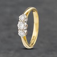 Pre-Owned 18ct Yellow Gold 0.33ct Brilliant Cut Diamond Three Stone Ring 41481889