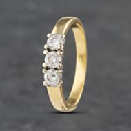 Pre-Owned 18ct Yellow Gold 0.51ct Brilliant Cut Diamond Three Stone Ring 41481890