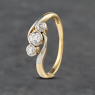 Pre-Owned Vintage Yellow Gold 0.25ct Diamond Twist Three Stone Ring 41481894