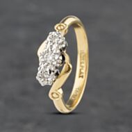 Pre-Owned Vintage Yellow Gold 0.07ct Brilliant Cut Diamond Rubover Twist Three Stone Ring 41481895