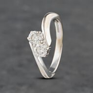Pre-Owned 18ct White Gold 0.55ct Brilliant Cut Diamond Twist Two Stone Ring 41481897
