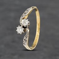 Pre-Owned 18ct Yellow Gold 0.25ct Diamond Twist Two Stone Ring 41481898