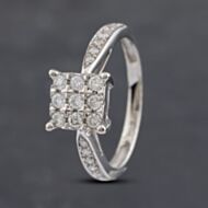 Pre-Owned 9ct White Gold 0.33ct Brilliant Cut Diamond Square Cluster Ring 41481911