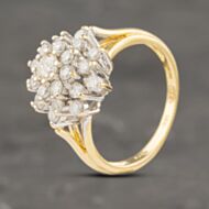 Pre-Owned 18ct Yellow Gold 1.00ct Brilliant Cut Diamond Round Cluster Ring 41481912