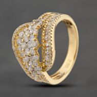 Pre-Owned 18ct Yellow Gold 1.65ct Brilliant Cut Diamond Wave Cluster Ring 41481914