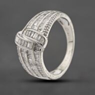 Pre-Owned 9ct Yellow Gold 1.00ct Diamond Crossover Four Row Ring 41481918
