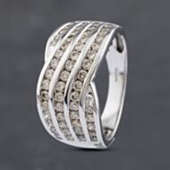 Pre-Owned 9ct White Gold 1.00ct Brilliant Cut Diamond Twist Four Row Ring 41481920