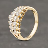 Pre-Owned 14ct Yellow Gold 0.85ct Brilliant Cut Diamond Tiered Two Row Ring 41481925