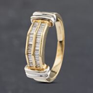 Pre-Owned 9ct Two Colour Gold 0.30ct Baguette Cut Diamond Two Row Ring 41481927