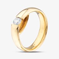 Pre-Owned 18ct Yellow Gold Certificated 0.30ct Brilliant Cut Diamond Georg Jensen Signet Ring 41481931