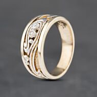 Pre-Owned 9ct Two Colour Gold 0.07ct Brilliant Cut Diamond Clogau Three Row Ring 41481962