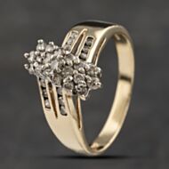 Pre-Owned 14ct Yellow Gold 0.50ct Brilliant Cut Diamond Three Row Twist Cluster Ring 41481996