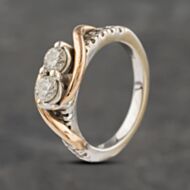 Pre-Owned 14ct Two Colour Gold 0.75ct Brilliant Cut Diamond Two Stone Ring 41482041